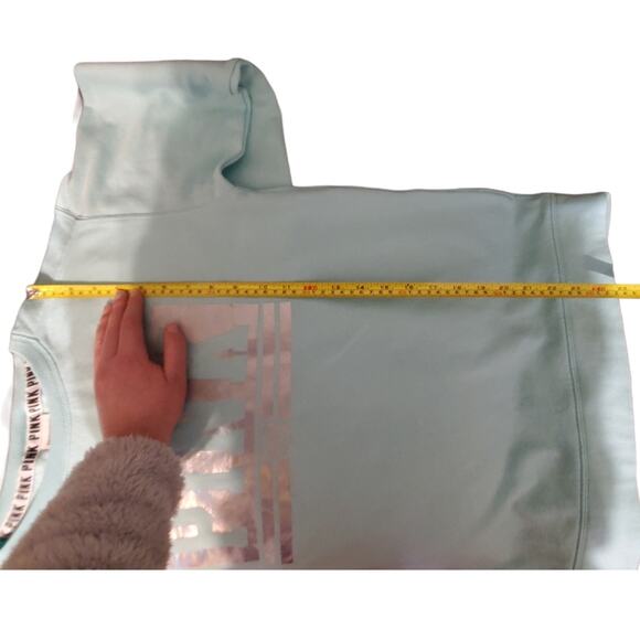 VS PINK Baby Blue Campus Crew Holographic Logo XS - Picture 10 of 11